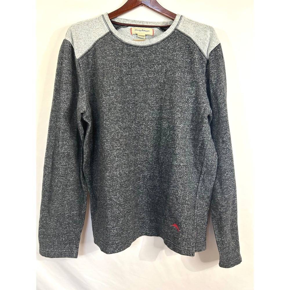 Tommy Bahama Gray Long Sleeve Lite Weight Sweater Cotton Blend Logo Sz  L‎